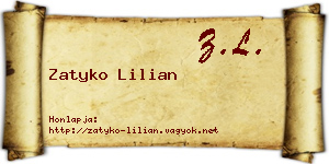 Zatyko Lilian névjegykártya